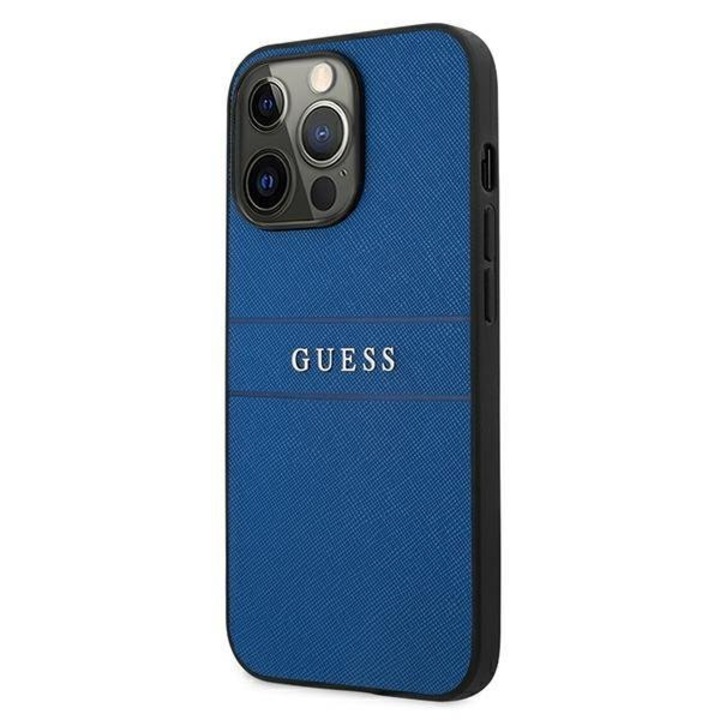 Husa pentru iPhone 13 Pro Max, Guess, GUHCP13XPSASBBL, Saffiano Strap Collection, Albastru