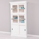 Tálalószekrény 2 betétes és 4 üveges tolóajtóval, festett, tört fehér, 100% tömör fa