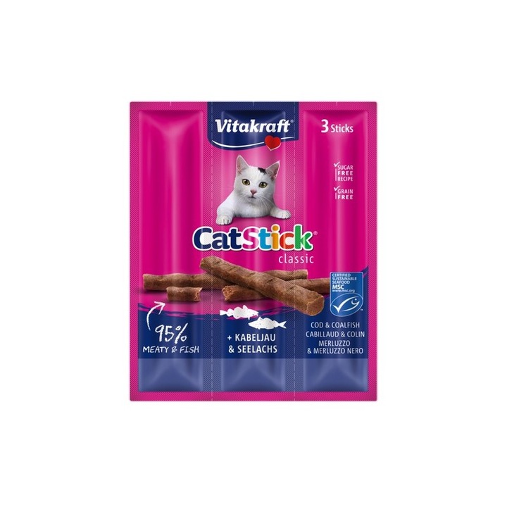 Hrana uscata pentru pisici, Vitakraft, Adult, Cod, 18g