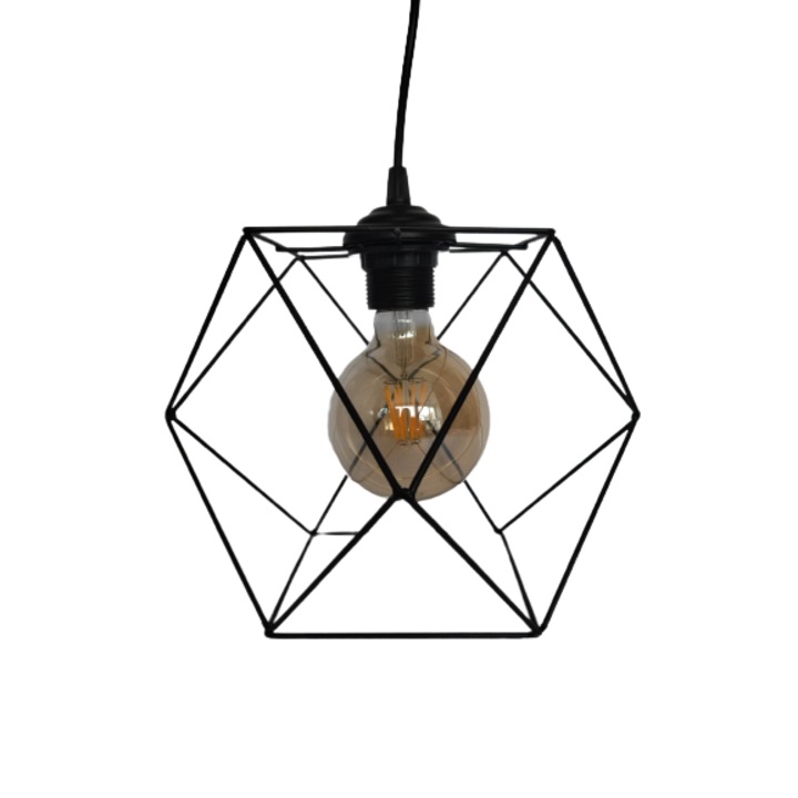 Pendul, Inaltime reglabila, Metal, E27, Negru