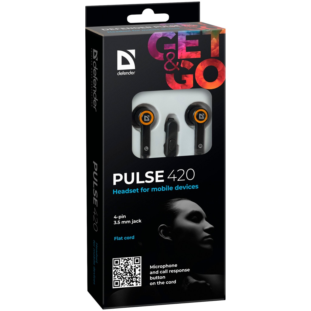 Casti cu microfon Defender Pulse 420, Black/Orange