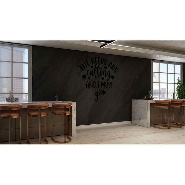 Sticker decorativ pentru perete, The beers are calling, 30x25cm, negru