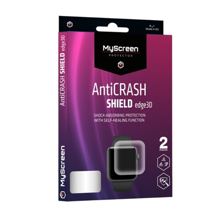 MYSCREEN ANTI CRASH EDGE kijelzővédő fólia (3D, full cover, íves, karcálló, ütésálló, 0.2 mm, 6H), Átlátszó [Apple Watch Series 7 41mm]