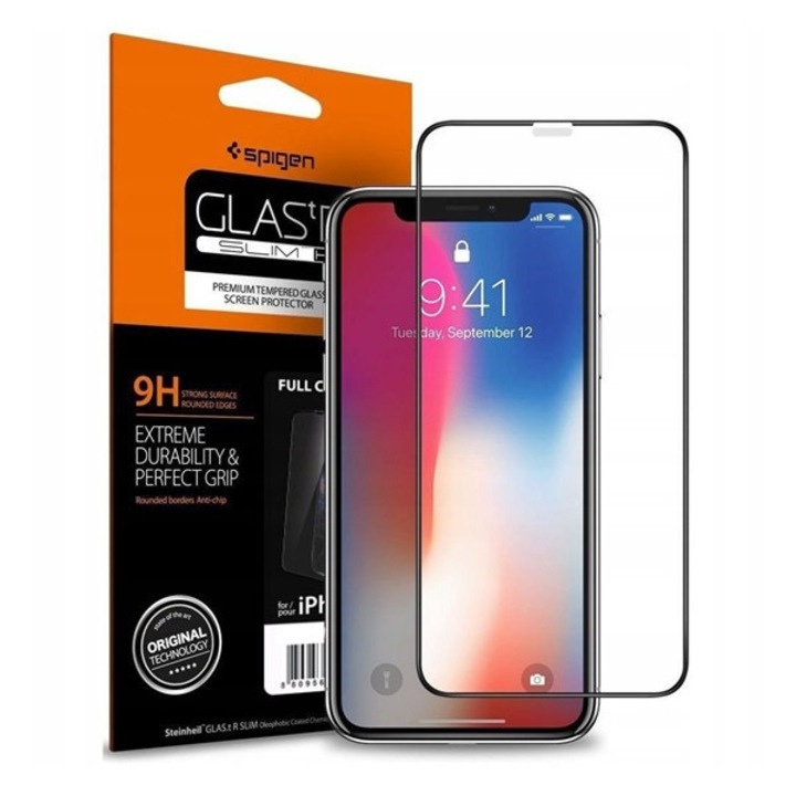 Spigen fc képernyővédő üveg, 2.5d, extra karcálló, 9h, 0.3mm, színkiemelés, fekete, kompatibilis: Apple iPhone 11 / iPhone XR 6.1