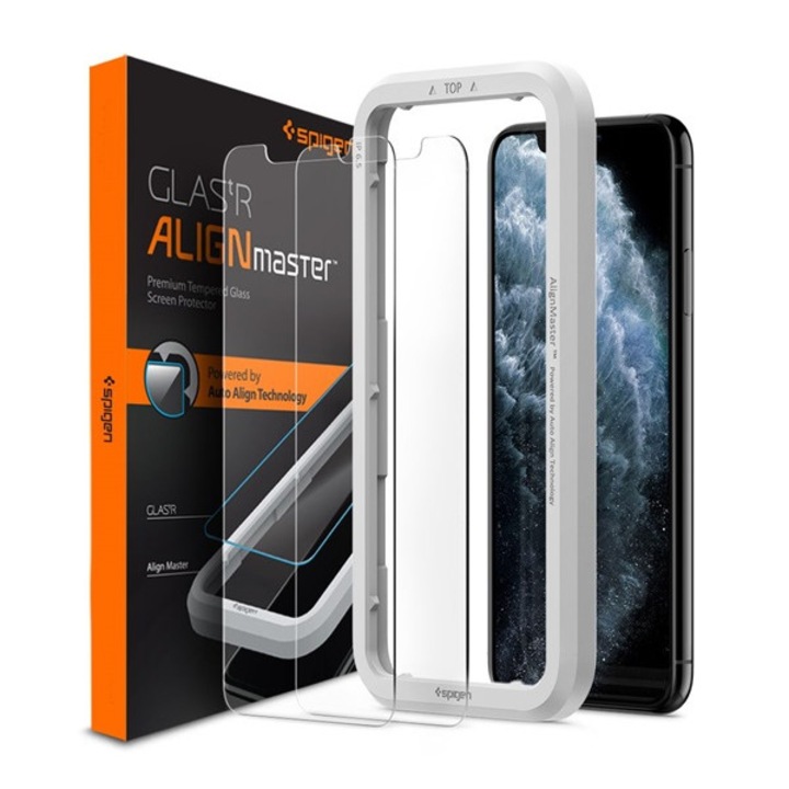 Spigen alm fc képernyővédő üveg 2db, 2.5d, extra karcálló, 9h, ultravékony, színkiemelés, átlátszó, kompatibilis: Apple iPhone XR 6.1 / iPhone 11