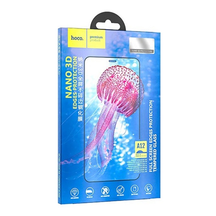 Hoco a12 képernyővédő üveg, 3d, 9h, fekete, kompatibilis: Apple iPhone 12 / iPhone 12 Pro