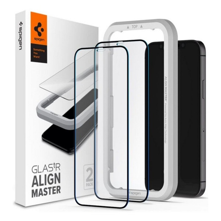 Spigen alm fc képernyővédő üveg 2db, 2.5d, extra karcálló, 9h, ultravékony, színkiemelés, fekete, kompatibilis: Apple iPhone 12 / iPhone 12 Pro