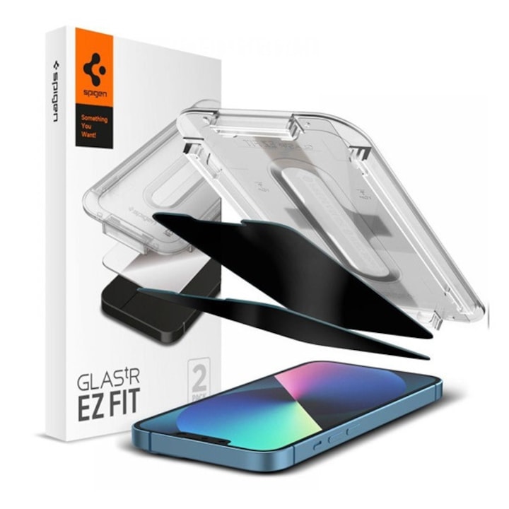 Spigen ez fit képernyővédő üveg 2db, 2.5d, betekintés védelem, 0.2mm, 9h, átlátszó, kompatibilis: Apple iPhone 16e / iPhone 14 / iPhone 13 Pro