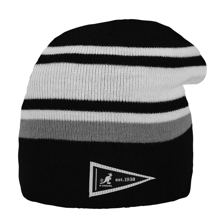 Обръщаща се шапка Kangol с двустранно райе, черна