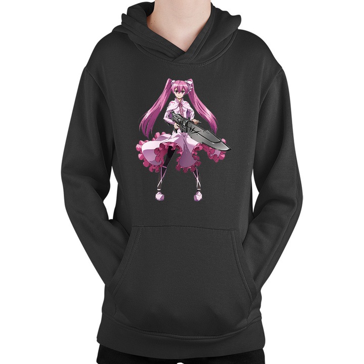 Hanorac copii Akame ga Kill Mine Gun Assassin Kawaii Anime Monster, Negru