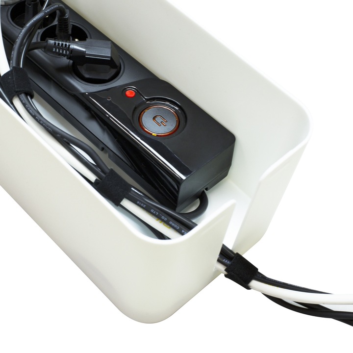 Organizator de cabluri VIRONE L CB-1/W, plastic, alb