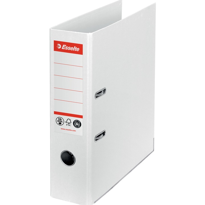 Класьор Esselte No.1 Power Recycled, Рециклиран и рециклируем картон с неутрален CO2 отпечатък, A4, 7,5 см, Бял