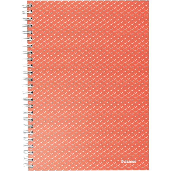 Caiet de birou Esselte Colour'Breeze, carton, reciclabil, A5, 80 coli, cu spira, dictando, corai