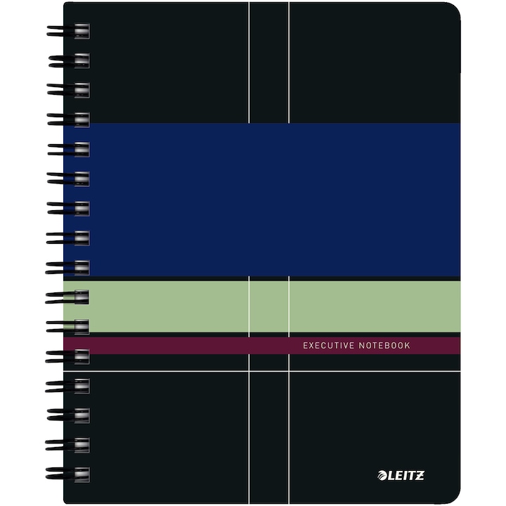 Leitz Executive Office notebook, PP, A5, 80 lap, spirál, matematikai, fekete-lila