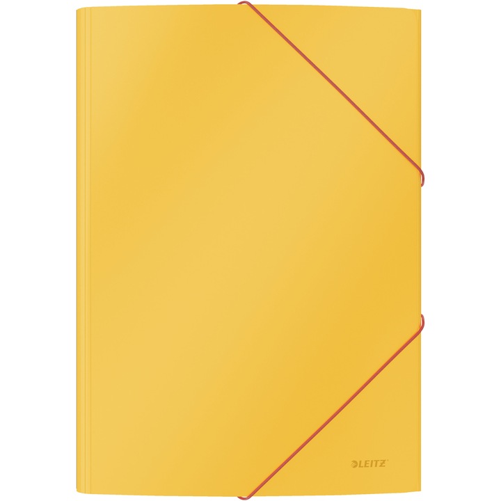 Mapa cu elastic Leitz Cosy, carton lamiant, certificare FSC, A4, 150 coli, galben chihlimbar