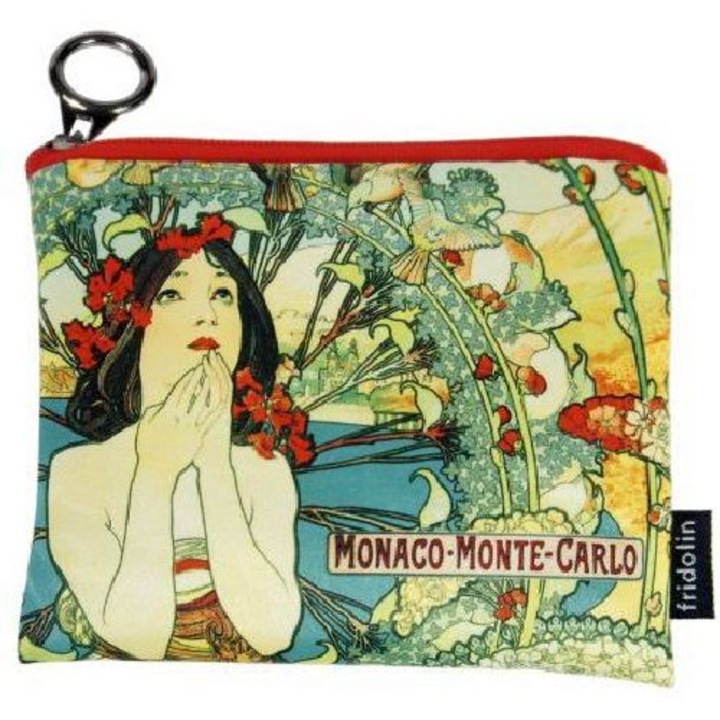 Mini pénztárca, polyester, 12x1,5x10cm, Mucha: Monte Carlo