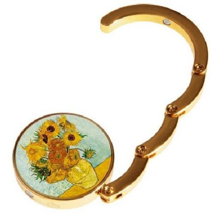 Táskatartó 4,5cm fém, Van Gogh: Napraforgók