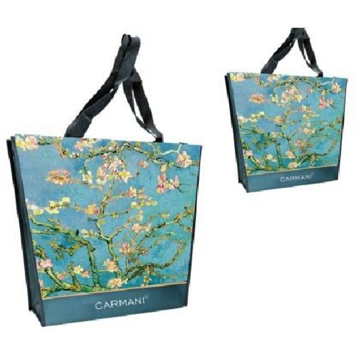 Válltáska 46x11x38cm, műanyag, Van Gogh: Mandulavirágzás, kék