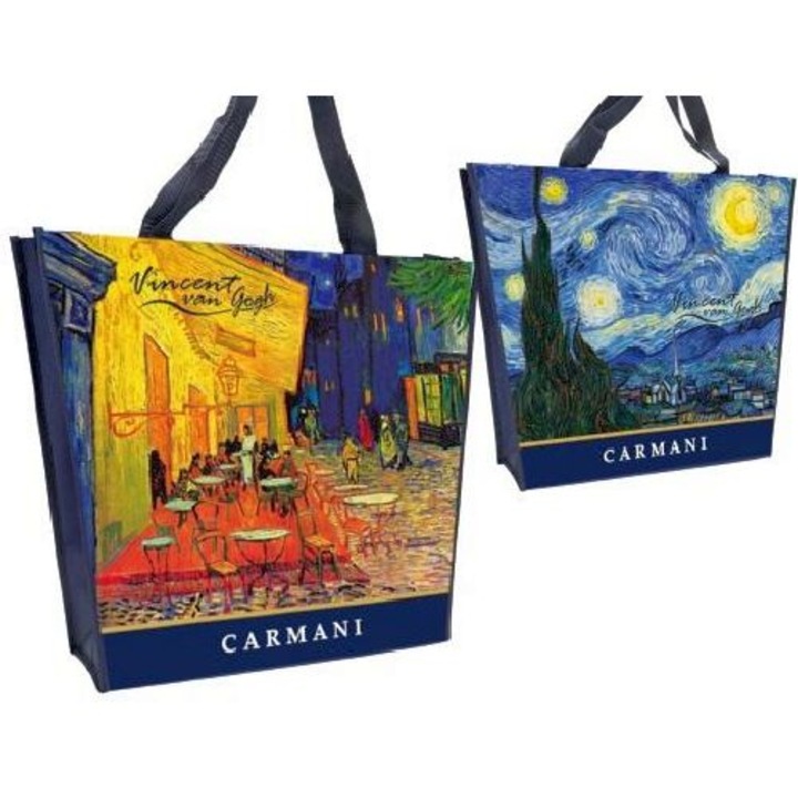Válltáska kétoldalas 46x11x38cm, műanyag, Van Gogh: Kávéház éjjel-Csillagos éj