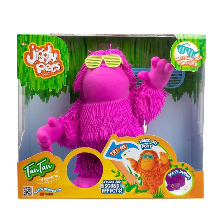 Jucarie interactiva Jiggly Pets - Urangutanul Tan Tan, roz