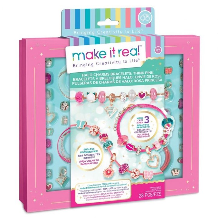 Make it real Kristály medál karkötők, Mind pink