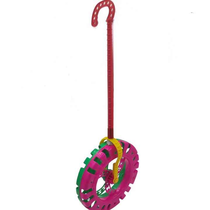Jucarie interactiva, roata zornaitoare, 20 x 40 cm, Verde/Roz, Dalimag