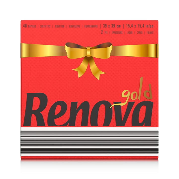 Set 40 servetele de masa Renova, Gold, 2 Straturi, Rosu