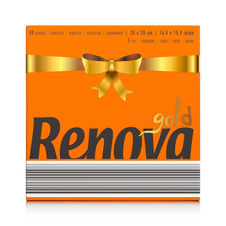 Set 40 servetele de masa Renova, Gold, 2 Straturi, Portocaliu