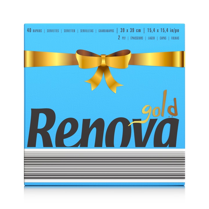 Set 40 servetele de masa Renova, Gold, 2 Straturi, Albastru