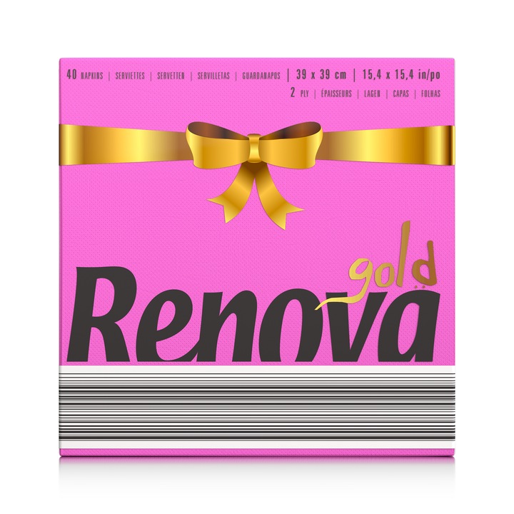 Set 40 servetele de masa Renova, Gold, 2 Straturi, Roz