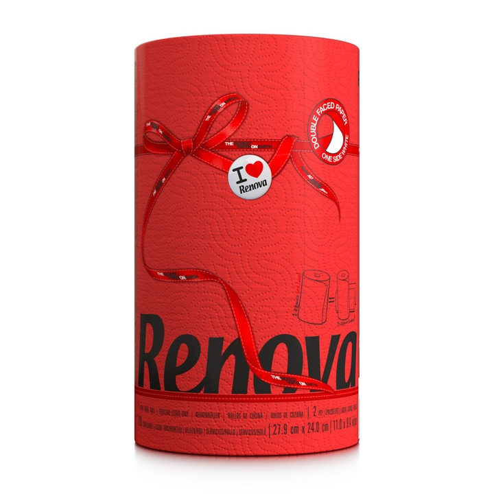 Prosop de hartie Renova, 120 Foi, Rosu