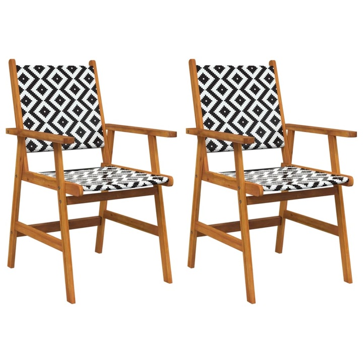 Set scaune de gradina vidaXL, Lemn de acacia, 56 x 62 x 92 cm, Maro, 2 piese