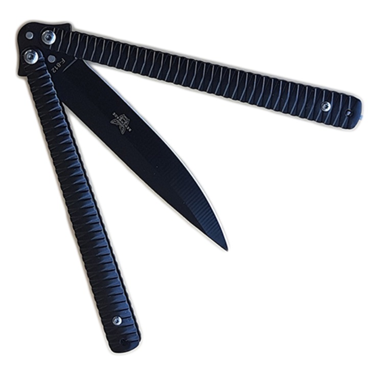 Нож пеперуда, Butterfly, Balisong 23 см, черни камъни