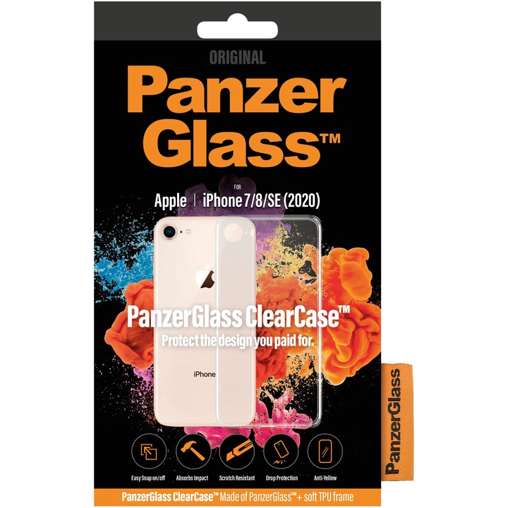 Калъф PanzerGlass за Apple iPhone 7/8/SE, (2020/2022), Прозрачен/Черна рамка