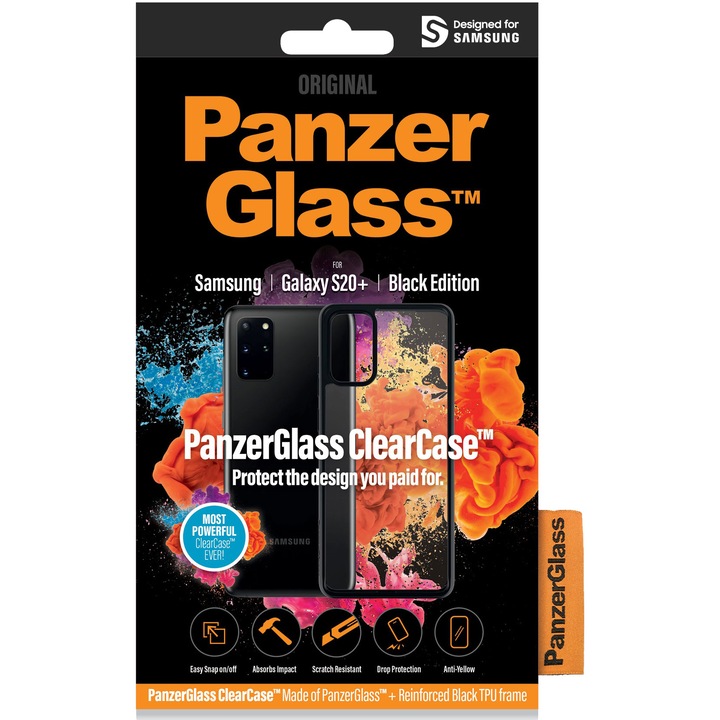 Калъф PanzerGlass за Samsung Galaxy S20+, Прозрачен/Черна рамка