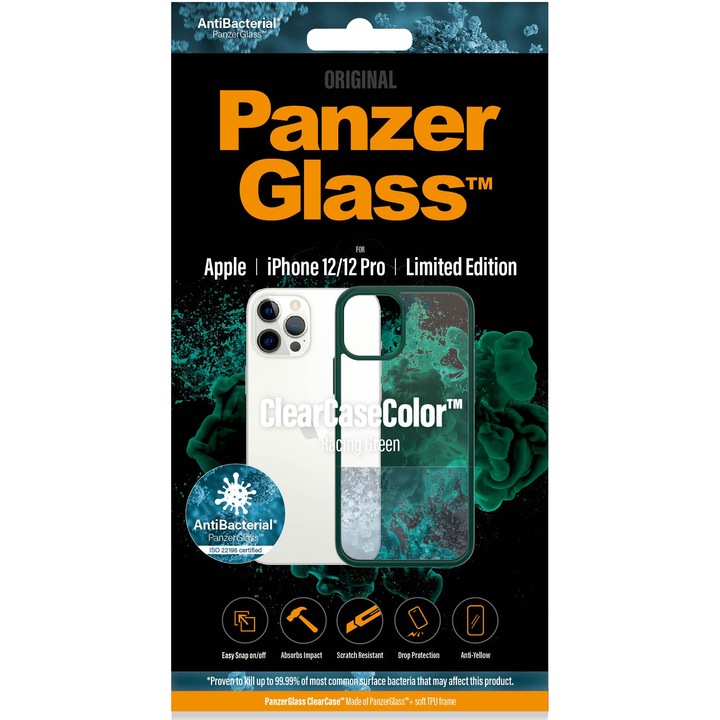PanzerGlass védőtok Apple iPhone 12 | 12 Pro, zöld/átlátszó