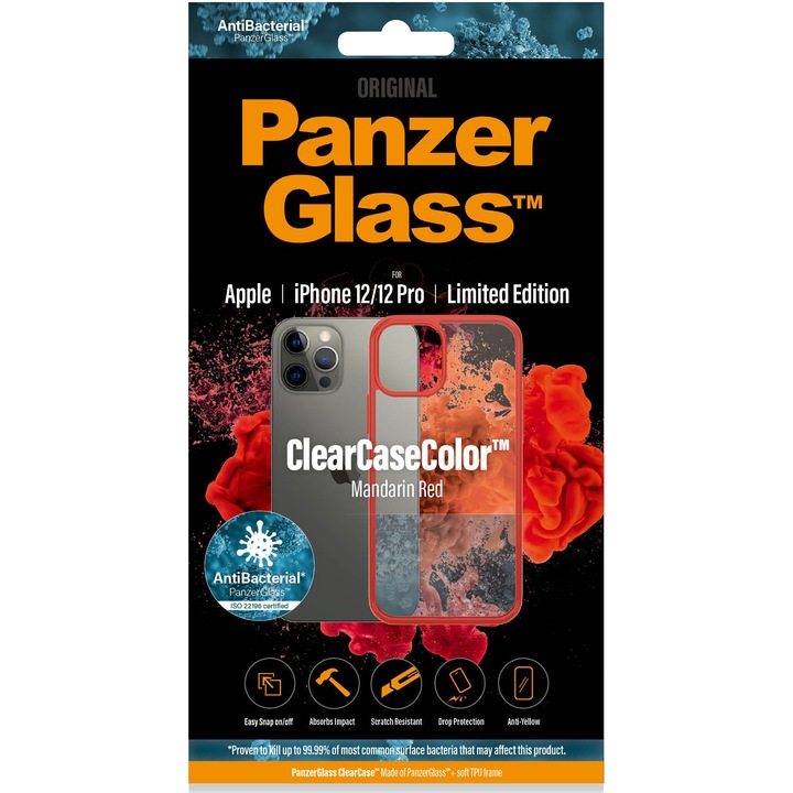 Калъф PanzerGlass за Apple iPhone 12 | 12 Pro, Прозрачен/Червена рамка