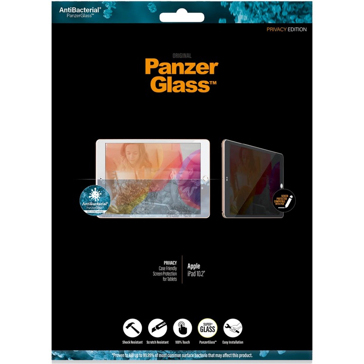 PanzerGlass üveg védőfólia, Apple iPad 10,2"-hoz - adatvédelem, fekete