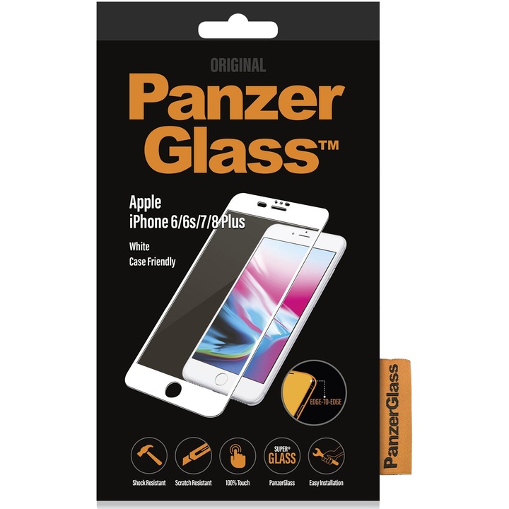 PanzerGlass üveg védőfólia Apple iPhone 6/6s/7/8 Plus telefonhoz, átlátszó / fehér keret