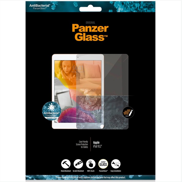 Folie de protectie PanzerGlass din sticla pentru Apple iPad 10.2″ , Transparenta