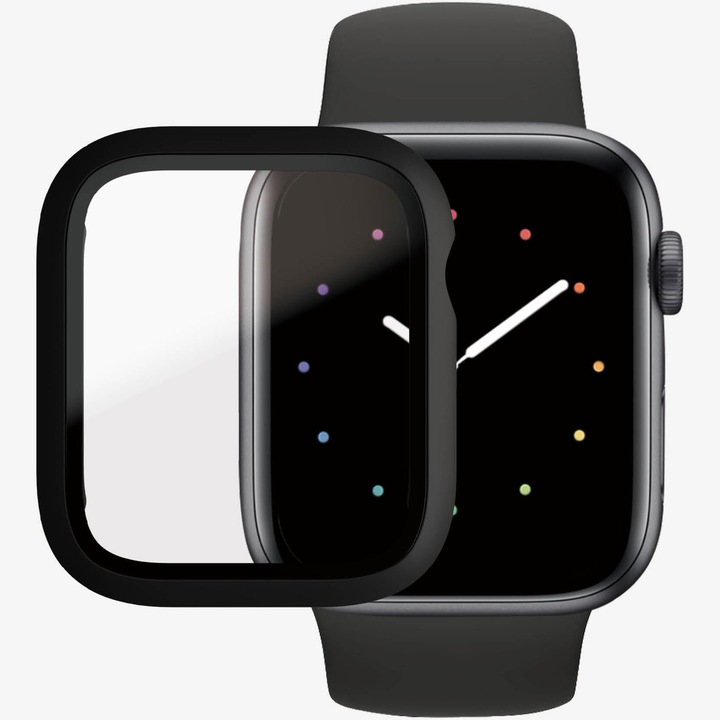 PanzerGlass 3641 üveg védőfólia, Apple Watch 4/5/6/SE 44 mm, átlátszó / fekete keret