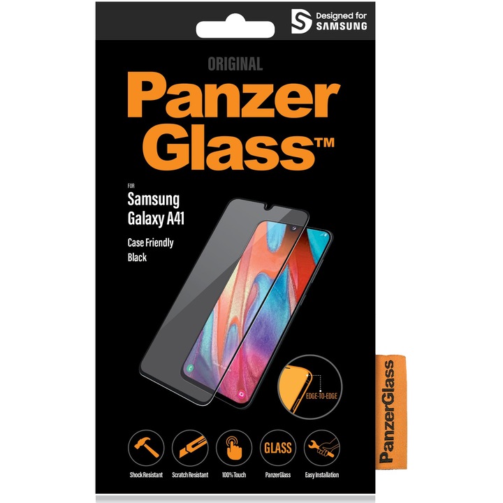 PanzerGlass 7217 üveg védőfólia Samsung Galaxy A41-hez, átlátszó / fekete keret