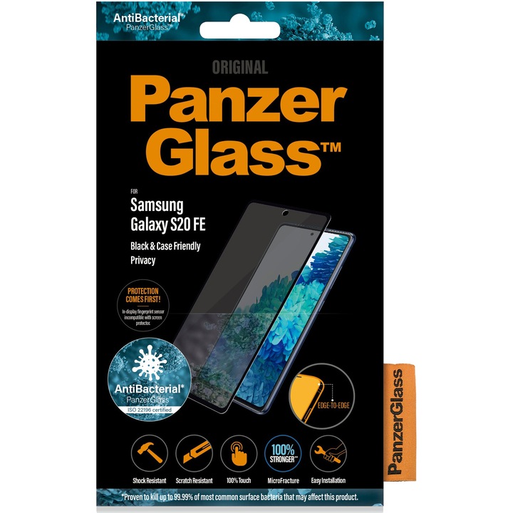 Folie de protectie PanzerGlass din sticla pentru Samsung Galaxy S20 FE , privacy, Black