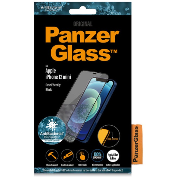 Стъклен протектор PanzerGlass за Apple iPhone 12 Mini, Прозрачен/Черна рамка