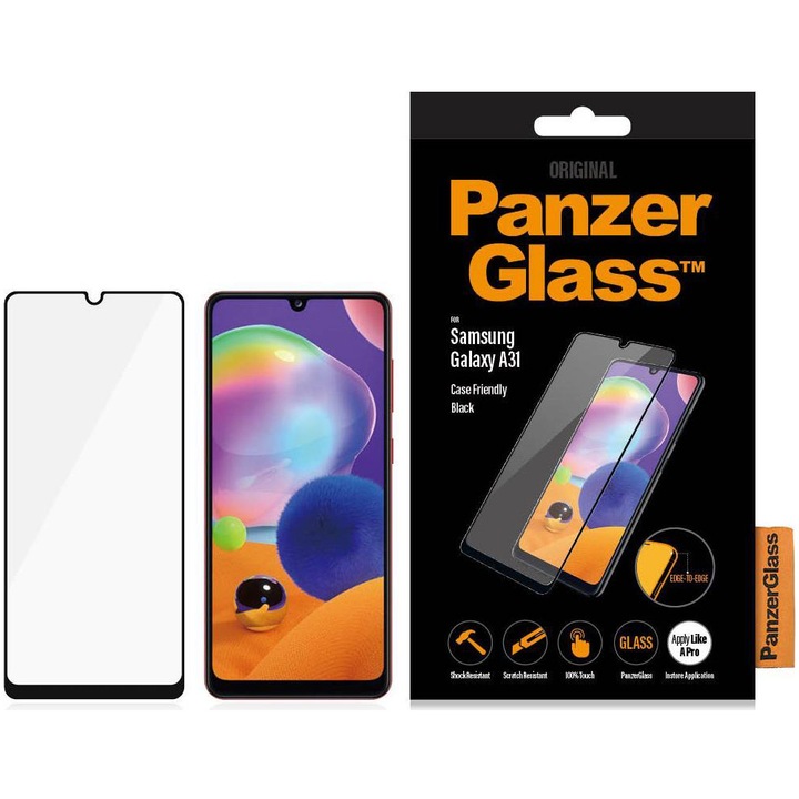 Стъклен протектор PanzerGlass за Samsung Galaxy A31, Прозрачен/Черна рамка
