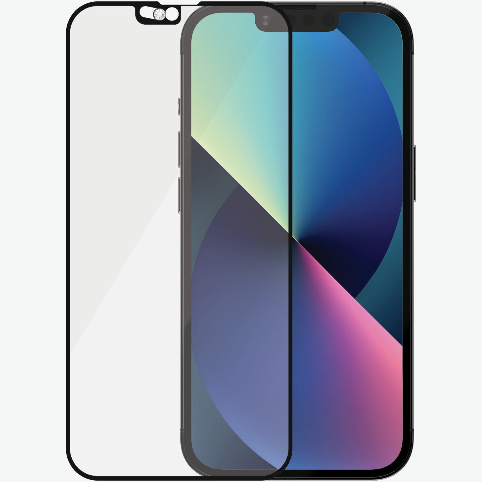 Folie de protectie PanzerGlass cu cristale din Swarovski pentru Apple iPhone 13/13 Pro, Transparenta / Rama Neagra
