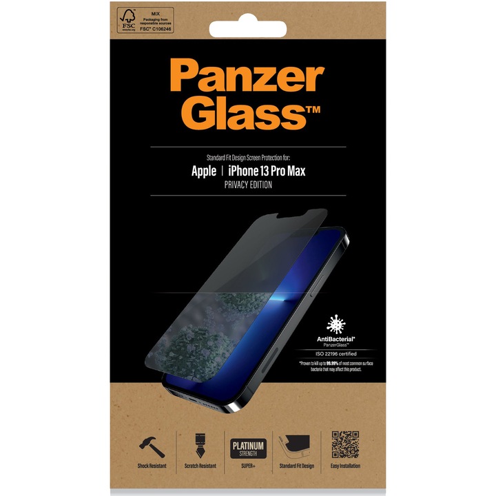Folie sticla de protectie PanzerGlass pentru Apple iPhone 13 Pro Max, privacy, Black