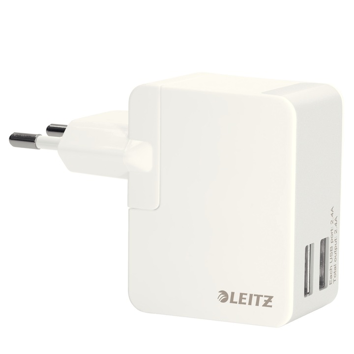 Leitz Complete USB univerzális duó fali töltő, 12W, fehér