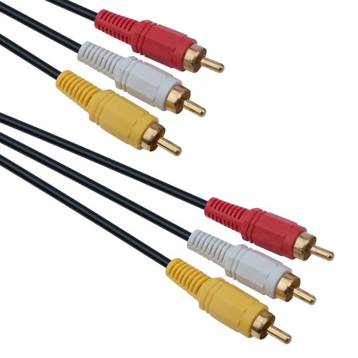 Кабел DeTech 3RCA - 3RCA, High Quality,10m