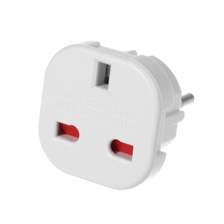 Преходник Delphi BX-9625, UK kъм EU шуко, 220V, High Quality, Бял